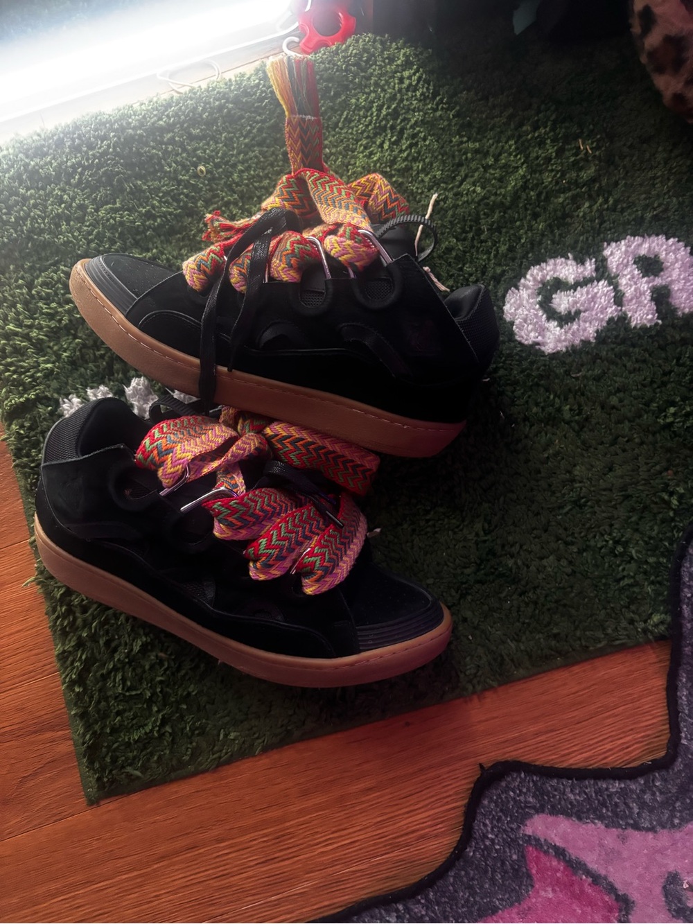Lanvin curb Sneakers with Multicolor Ribbon Laces